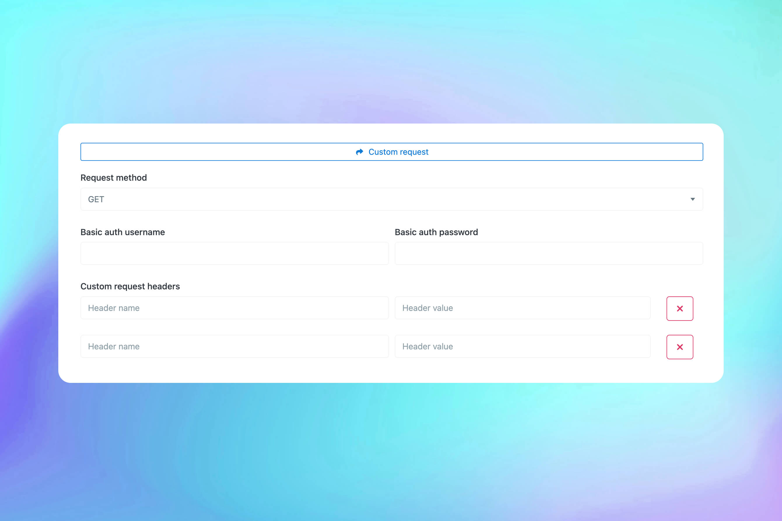 Ảnh chụp màn hình của tính năng yêu cầu HTTP tùy chỉnh trên ứng dụng giám sát